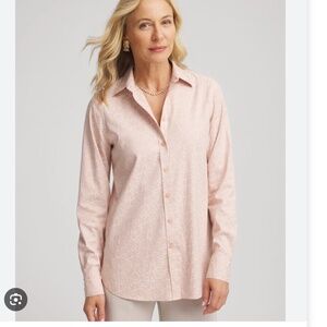 Chico's NWT No Iron Feminine Jacquard Shirt Rose Smoke Size 3.5 18-XL